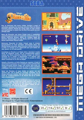 Pinocchio (Europe) box cover back